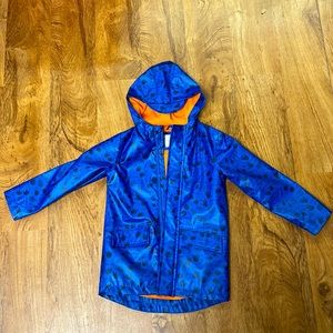 Cat & Jack lined rain coat 5T - Blue Dino outside orange inside - pockets & hood